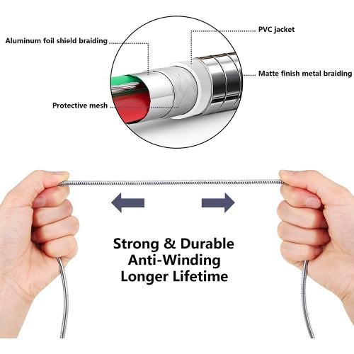 PD Metal USB-C Cable, Fast Charger Type-C to Lightning 3ft - ACD34