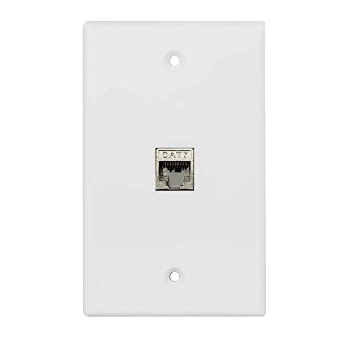 RiteAV - Ethernet Wall Plate, 1 Port Cat7 Keystone Female to Female - White