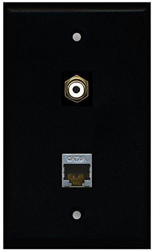 RiteAV - Black 1 Port RCA White 1 Port Cat6a Wall Plate