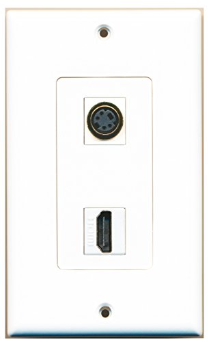 RiteAV - 1 S-Video and 1 HDMI Port Wall Plate Decorative White - Bracket Included