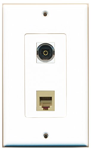 RiteAV - 1 Port Phone RJ11 RJ12 Beige 1 Port Toslink Decorative Type Wall Plate - Bracket Included