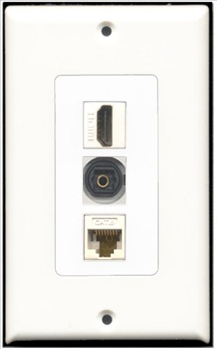 RiteAV - 1 Port HDMI and 1 Port Toslink and 1 Port Cat6 Ethernet White Decorative Wall Plate