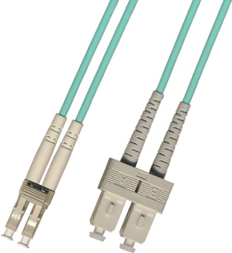 300 Meter - Multimode Duplex 10 Gigabit (10Gb) OM3 Fiber Optic Cable (50/125) - LC to SC - Aqua