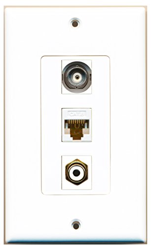 RiteAV - 1 Port RCA White and 1 Port BNC and 1 Port Cat6 Ethernet White Decorative Wall Plate Decorative