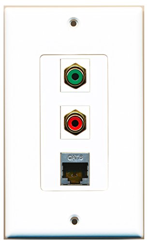 RiteAV - 1 Port RCA Red and 1 Port RCA Green and 1 Port Shielded Cat6 Ethernet Decorative Wall Plate Decorative