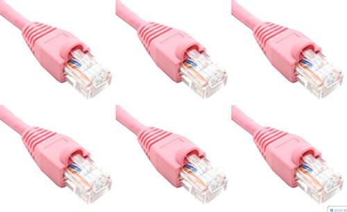 Pack of 6 - Pink 2FT Cat6 Ethernet Network Cable Lan Internet Patch Cord RJ45 Gigabit