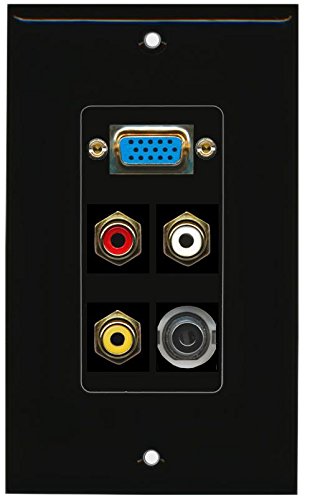 RiteAV - (1 Gang) SVGA Composite 3.5mm (Black) Wall Plate 1 Gang Black