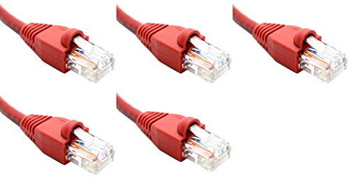 Ultra Spec Cables Pack of 5 - Red 2FT Cat6 Ethernet Network Cable LAN Internet Patch Cord RJ45 Gigabit