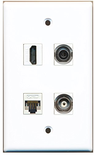 RiteAV - 1 Port HDMI 1 Port 3.5mm 1 Port BNC 1 Port Cat5e Ethernet White Wall Plate