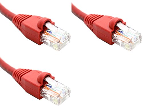 Ultra Spec Cables Pack of 3 - Red 1FT Cat6 Ethernet Network Cable LAN Internet Patch Cord RJ45 Gigabit