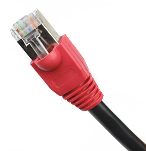 Ultra Spec Cables 125FT (35M) Cat5e Direct Burial Waterproof RJ45 Network RJ45 Patch Cable CMXT Fully Tested Connectors Installed! - Black with Red Boot