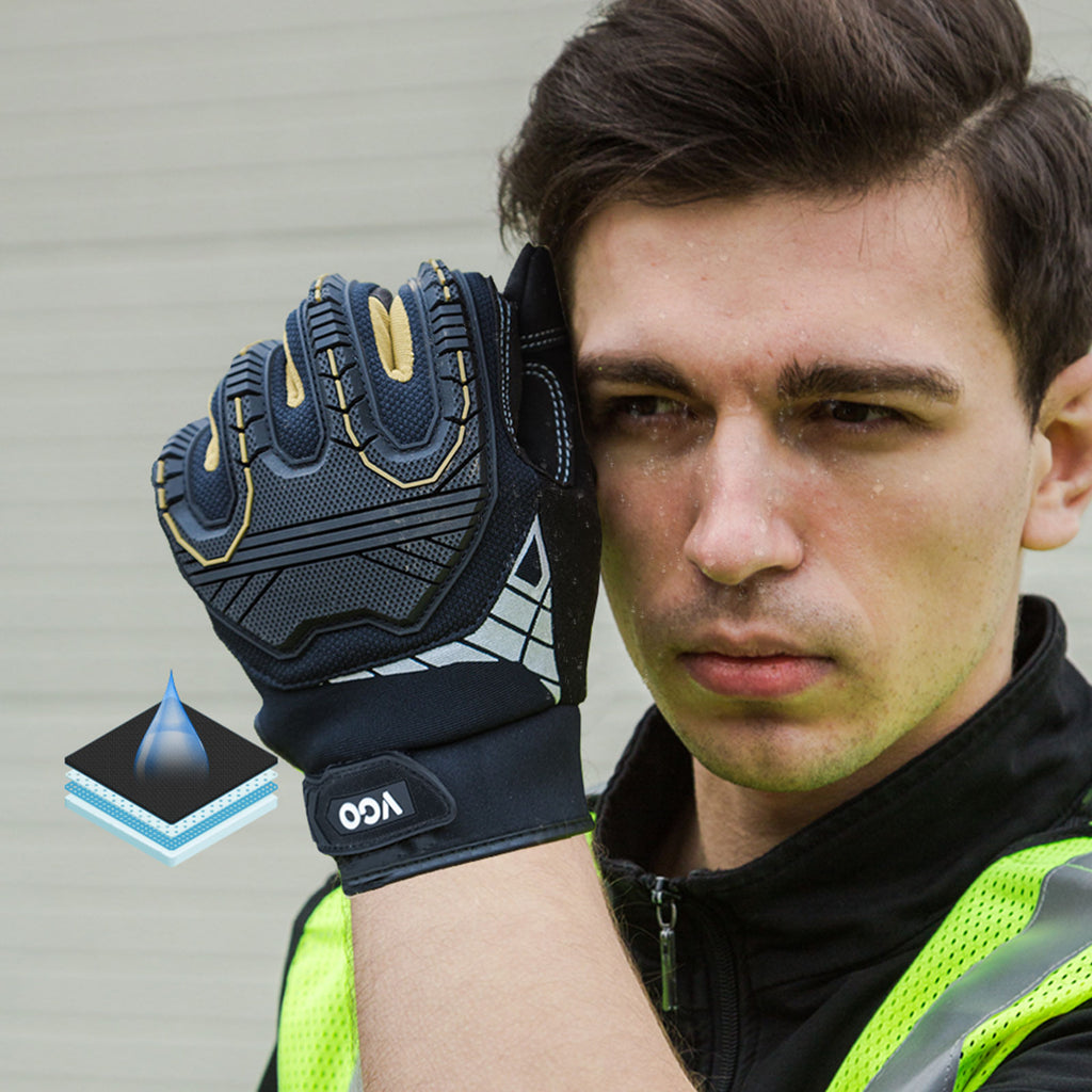 Vgo 3Pairs High Dexterity Mechanic Glove,Rigger Glove,Anti-abrasion,Touchscreen Size L,Black,SL8851 