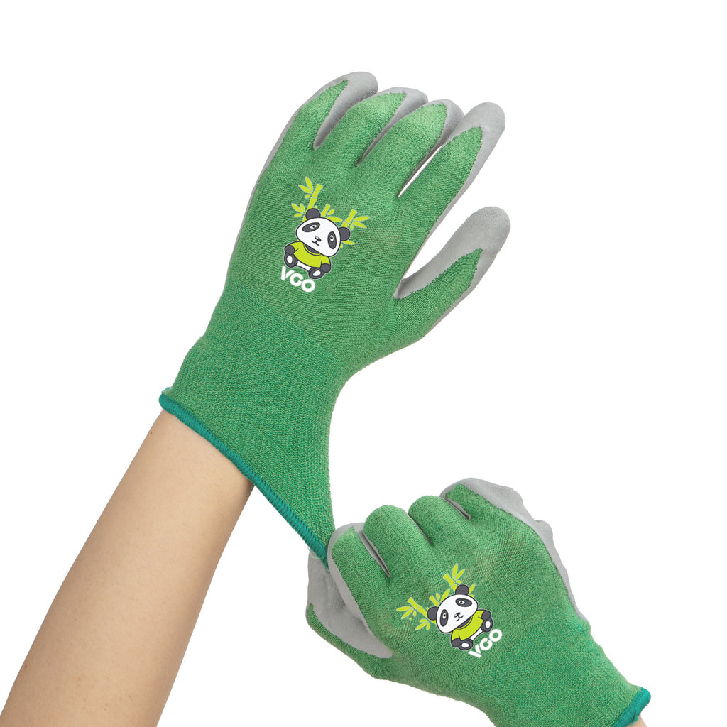 Bamboo Work Gloves for Gardening Size XS, Green,KID-RB6026 Vgo 2Pairs Kids Gloves for Age 7-9 