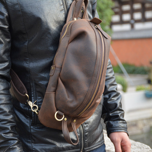 Taiwan Lee Kee Leather Goods Lee Kee original handmade genuine leather dumpling shell type zipper cowhide satchel No. 0888 first layer cowhide bag leather original handmade genuine leather leather goods