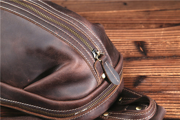 Taiwan Lee Kee Leather Goods Lee Kee original handmade genuine leather dumpling shell type zipper cowhide satchel No. 0888 first layer cowhide bag leather original handmade genuine leather leather goods