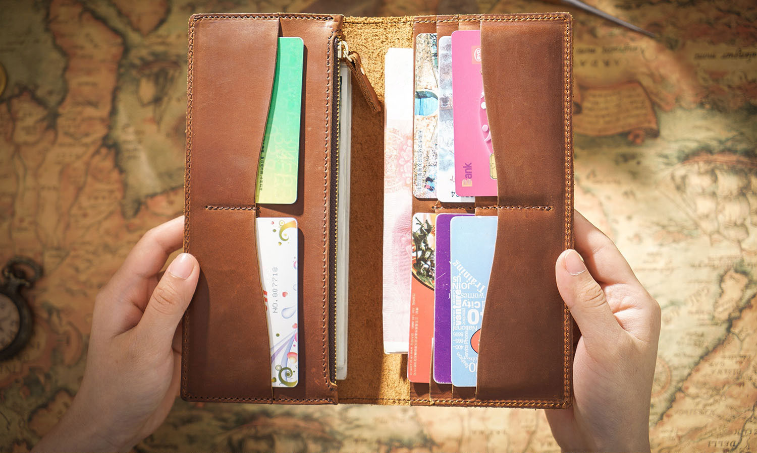 Taiwan Lee Kee Leather Goods Lee Kee Original Genuine Leather Handmade 20% Off Simple Multi-Card Slot Zipper Wallet No. 116 First Layer Cowhide Bag Leather Original Handmade Genuine Leather Leather Goods