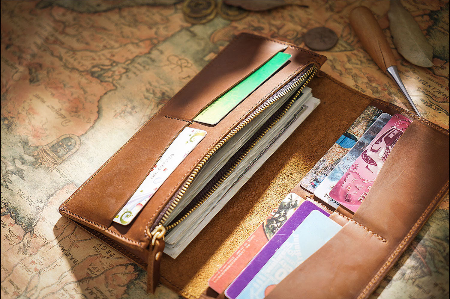 Taiwan Lee Kee Leather Goods Lee Kee Original Genuine Leather Handmade 20% Off Simple Multi-Card Slot Zipper Wallet No. 116 First Layer Cowhide Bag Leather Original Handmade Genuine Leather Leather Goods