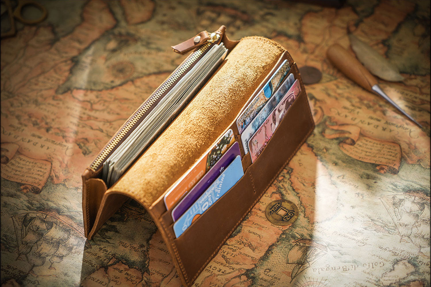 Taiwan Lee Kee Leather Goods Lee Kee Original Genuine Leather Handmade 20% Off Simple Multi-Card Slot Zipper Wallet No. 116 First Layer Cowhide Bag Leather Original Handmade Genuine Leather Leather Goods