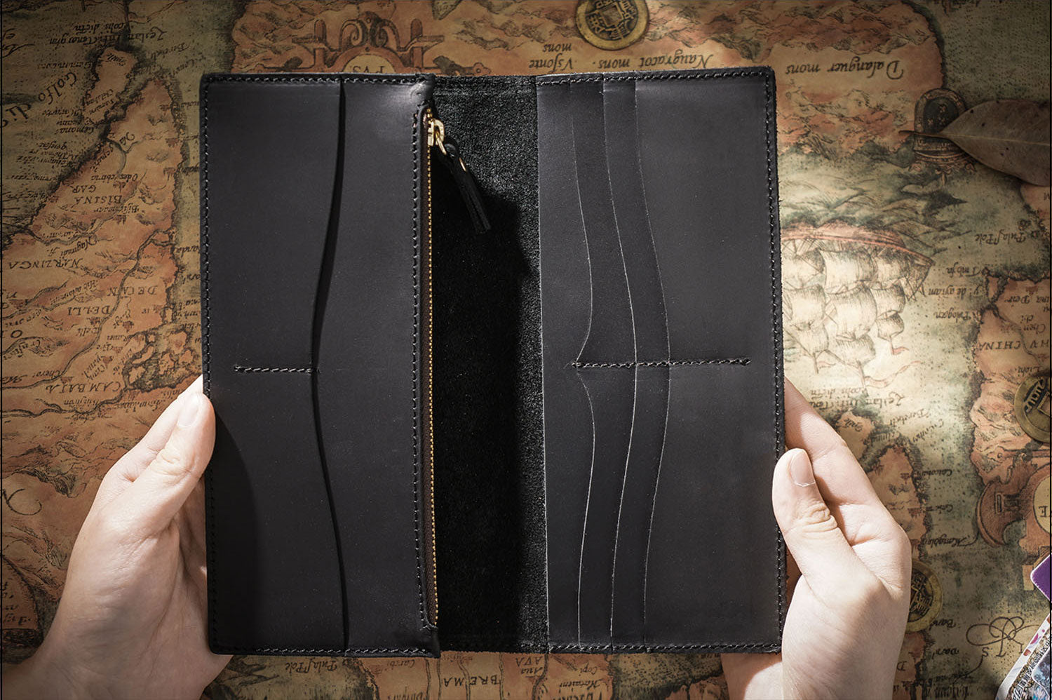 Taiwan Lee Kee Leather Goods Lee Kee Original Genuine Leather Handmade 20% Off Simple Multi-Card Slot Zipper Wallet No. 116 First Layer Cowhide Bag Leather Original Handmade Genuine Leather Leather Goods