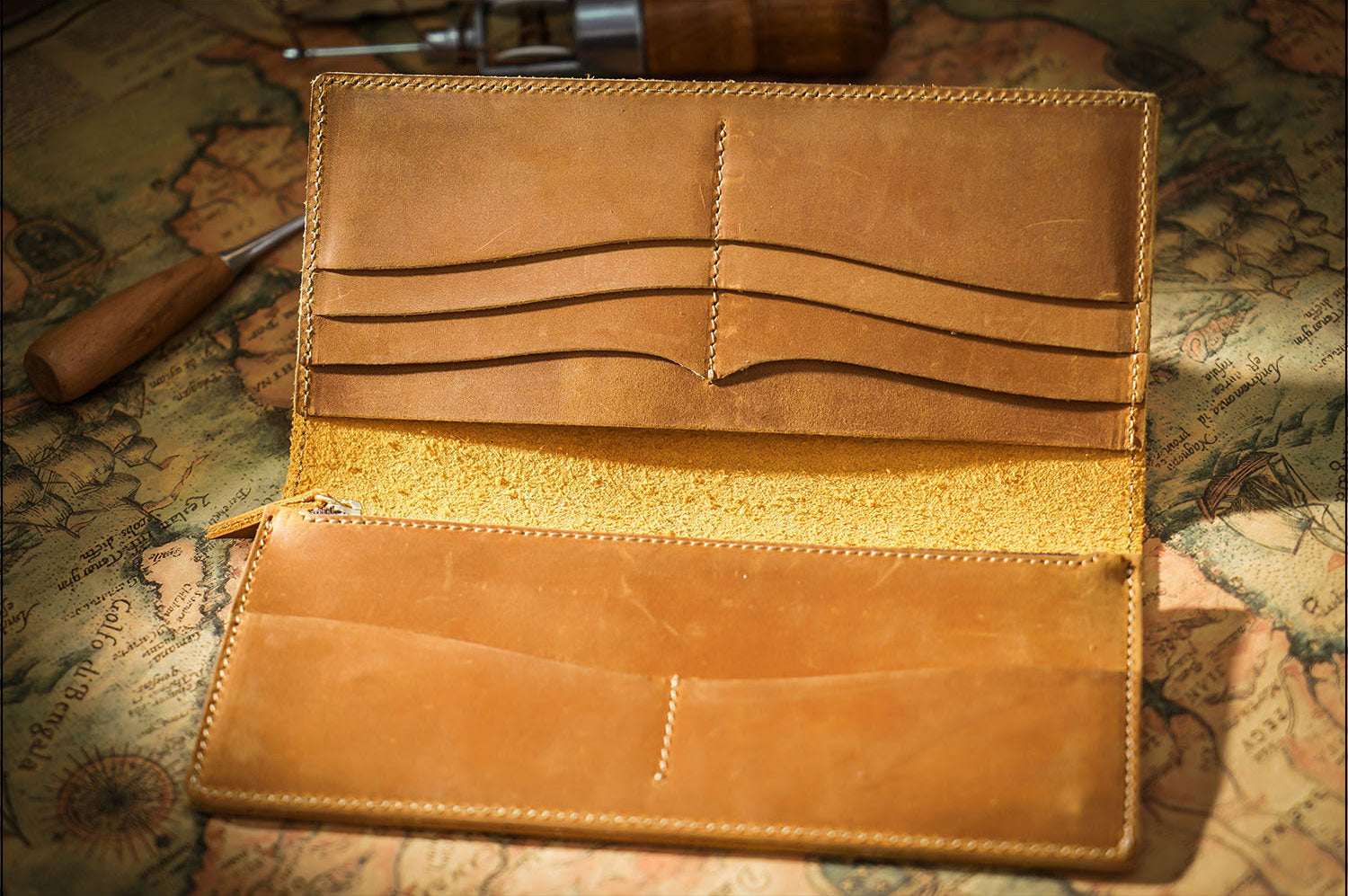 Taiwan Lee Kee Leather Goods Lee Kee Original Genuine Leather Handmade 20% Off Simple Multi-Card Slot Zipper Wallet No. 116 First Layer Cowhide Bag Leather Original Handmade Genuine Leather Leather Goods