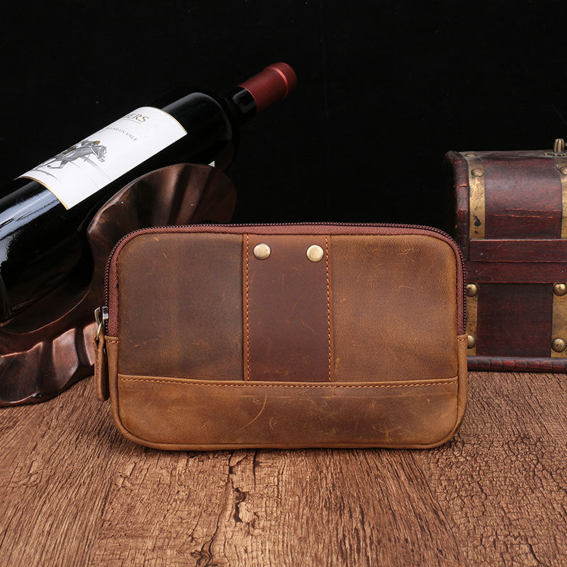 台灣李記皮具 李記 原創真皮手工 掛腰帶手拿包 男式橫款腰包 20163號 頭層牛皮包包 皮革 原創手工真皮 皮件