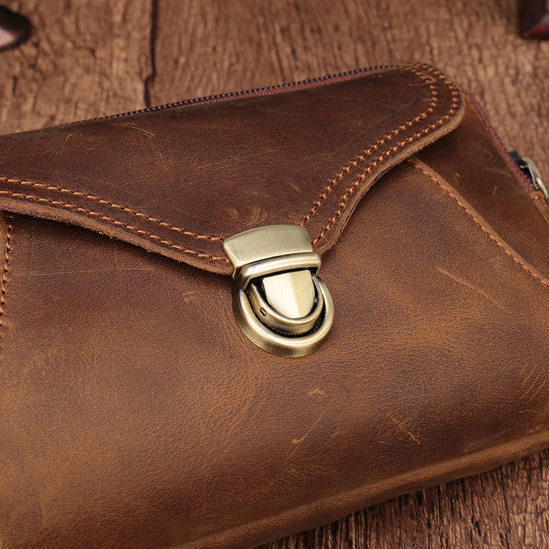 台灣李記皮具 李記 原創真皮手工 掛腰帶手拿包 男式橫款腰包 20163號 頭層牛皮包包 皮革 原創手工真皮 皮件