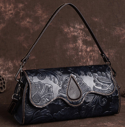 Taiwan Lee Kee Leather Goods Lee Kee Original Genuine Leather Handmade Rubbed Flower Shoulder Bag No. 2060 Leather Original Handmade Genuine Leather Leather Goods