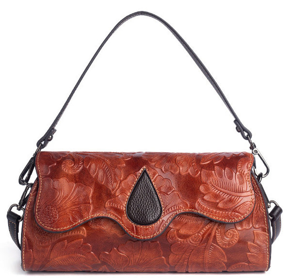 Taiwan Lee Kee Leather Goods Lee Kee Original Genuine Leather Handmade Rubbed Flower Shoulder Bag No. 2060 Leather Original Handmade Genuine Leather Leather Goods
