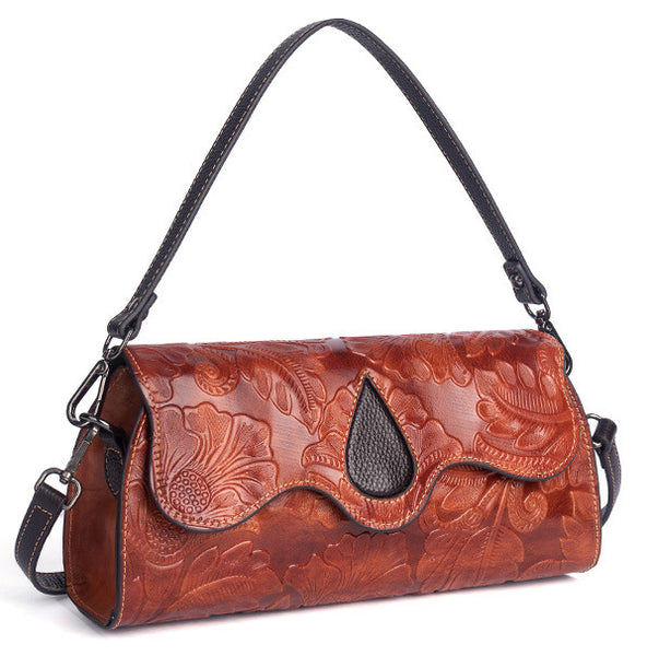 Taiwan Lee Kee Leather Goods Lee Kee Original Genuine Leather Handmade Rubbed Flower Shoulder Bag No. 2060 Leather Original Handmade Genuine Leather Leather Goods