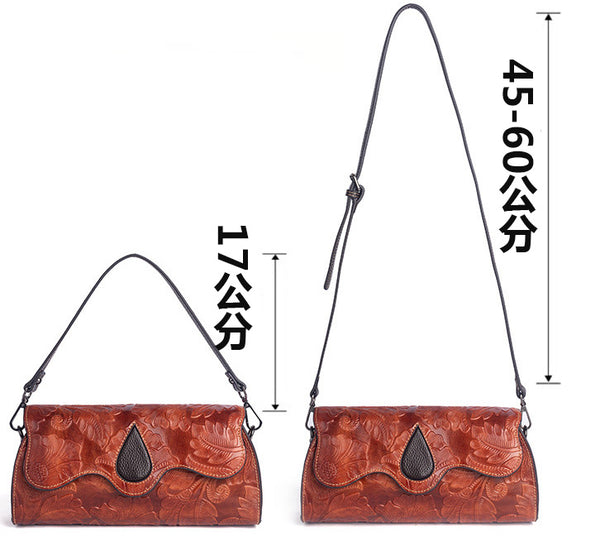 Taiwan Lee Kee Leather Goods Lee Kee Original Genuine Leather Handmade Rubbed Flower Shoulder Bag No. 2060 Leather Original Handmade Genuine Leather Leather Goods