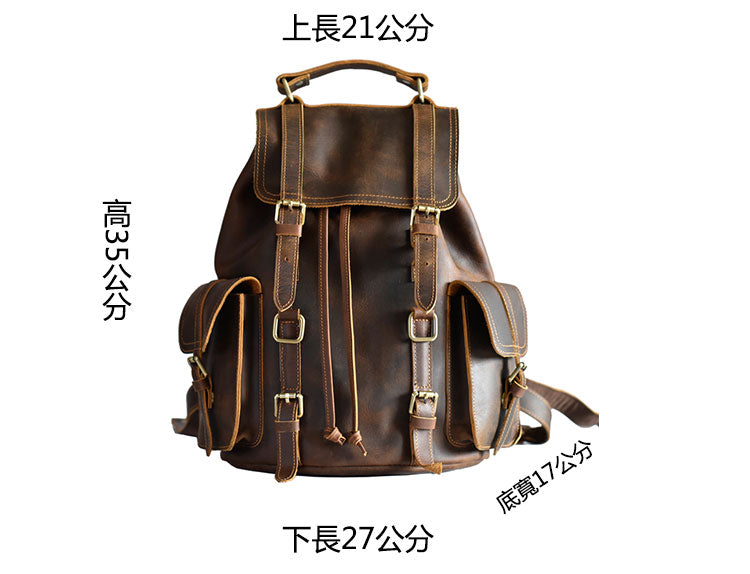 台灣李記皮具 李記 原創真皮手工 南美風 原創手工雙肩包 4234號 頭層牛皮包包 皮革 原創手工真皮 皮件