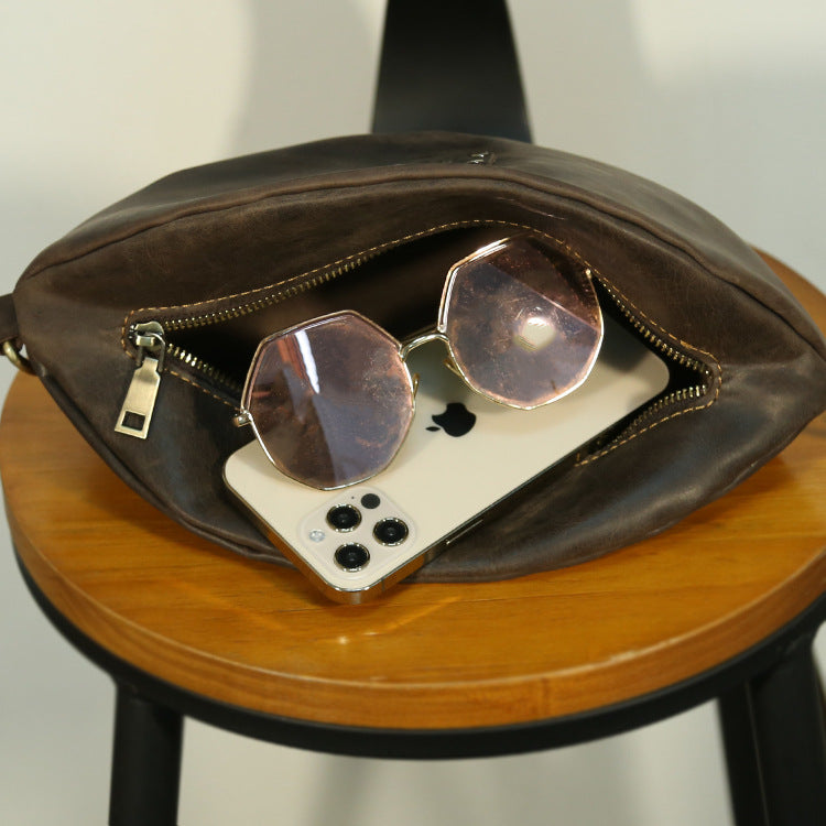 Taiwan Lee Kee Leather Goods Lee Kee Original Genuine Leather Handmade Genuine Leather Football Retro Shoulder Bag No. 513 First Layer Cowhide Bag Leather Original Handmade Genuine Leather Leather Goods