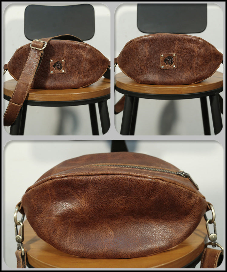 Taiwan Lee Kee Leather Goods Lee Kee original handmade genuine leather rugby style retro shoulder bag No. 513 first layer cowhide bag leather original handmade genuine leather leather goods