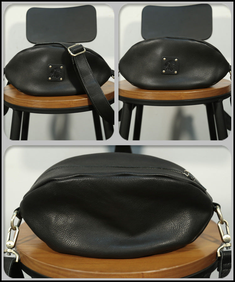 Taiwan Lee Kee Leather Goods Lee Kee Original Genuine Leather Handmade Genuine Leather Football Retro Shoulder Bag No. 513 First Layer Cowhide Bag Leather Original Handmade Genuine Leather Leather Goods