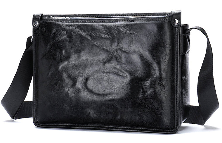 Taiwan Lee Kee Leather Goods Lee Kee original handmade leather long rectangular cowhide messenger bag No. 6077 first layer cowhide bag leather original handmade genuine leather leather goods