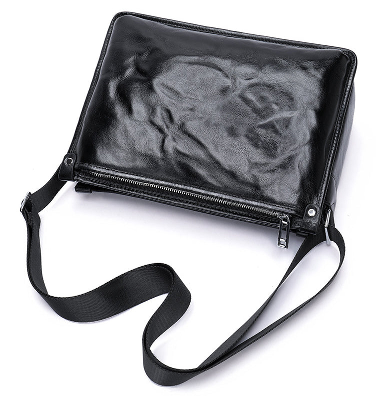 Taiwan Lee Kee Leather Goods Lee Kee original handmade leather long rectangular cowhide messenger bag No. 6077 first layer cowhide bag leather original handmade genuine leather leather goods