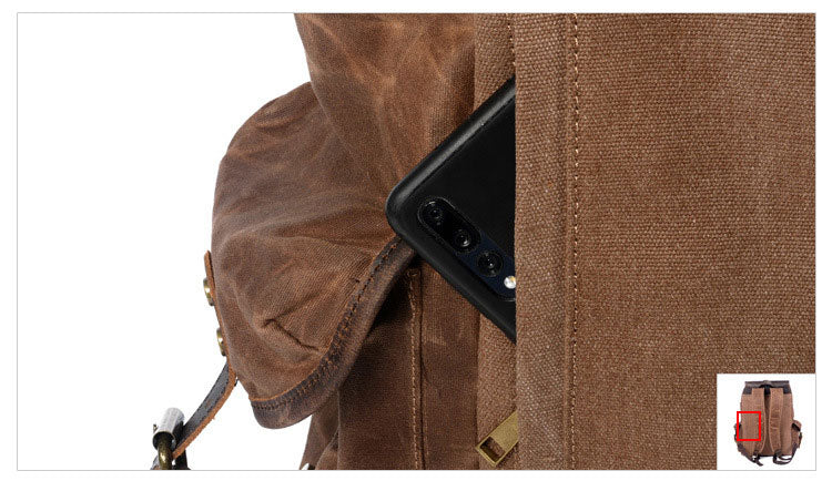 Taiwan Lee Kee Leather Goods Lee Kee original handmade leather vintage waxed canvas drawstring backpack No. 6105 first layer cowhide bag leather original handmade leather leather goods