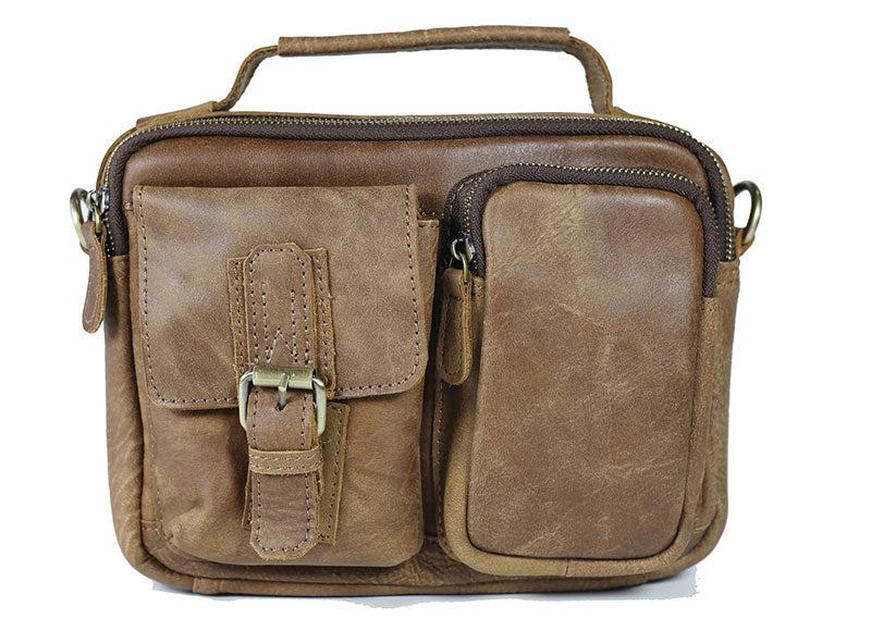 台灣李記皮具 頭層牛皮 方盒型斜挎包 頭層牛皮郵差包包 皮革 原創手工真皮 皮件