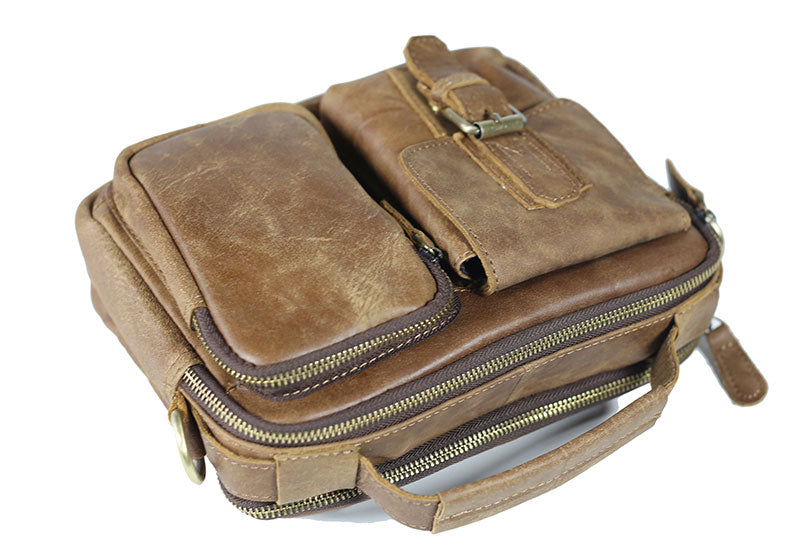 台灣李記皮具 頭層牛皮 方盒型斜挎包 頭層牛皮郵差包包 皮革 原創手工真皮 皮件