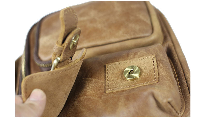 台灣李記皮具 頭層牛皮 方盒型斜挎包 頭層牛皮郵差包包 皮革 原創手工真皮 皮件