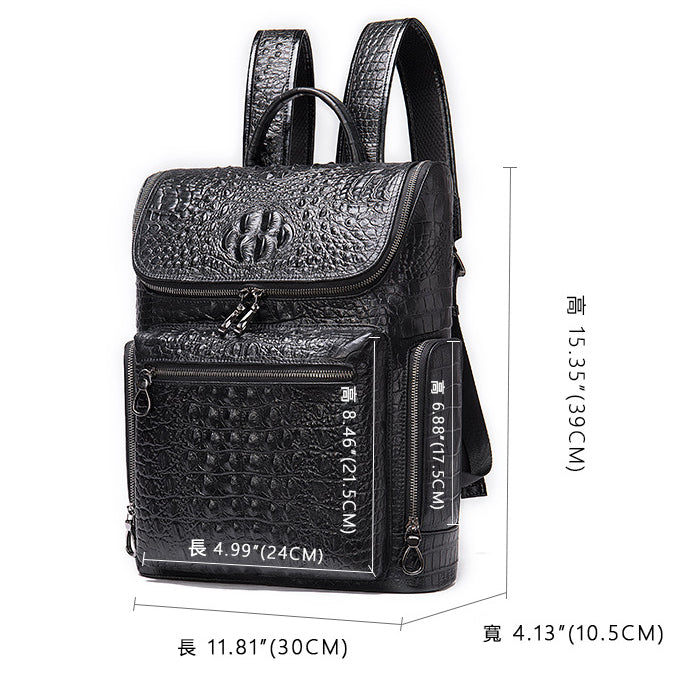 台灣李記皮具 李記 原創真皮手工 鱷紋牛革 旅行背包7331號 頭層牛皮包包 皮革 原創手工真皮 皮件