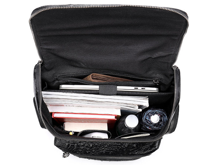 台灣李記皮具 李記 原創真皮手工 鱷紋牛革 旅行背包7331號 頭層牛皮包包 皮革 原創手工真皮 皮件