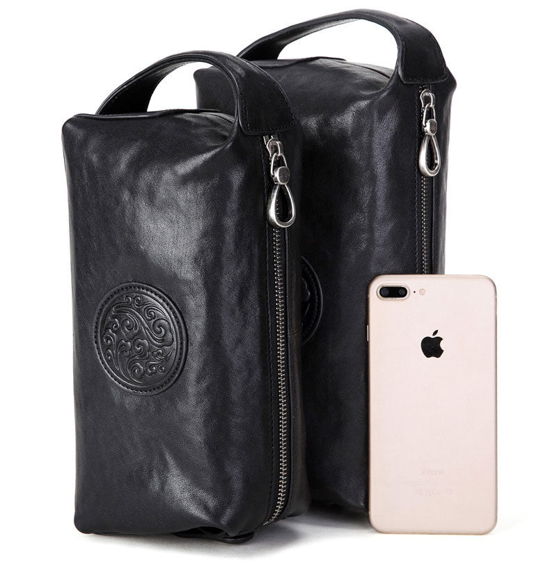 Taiwan Lee Kee Leather Goods Lee Kee Original Handmade Leather Wind Pattern Totem Handbag No. 8013 First Layer Cowhide Bag Leather Original Handmade Leather Leather Goods