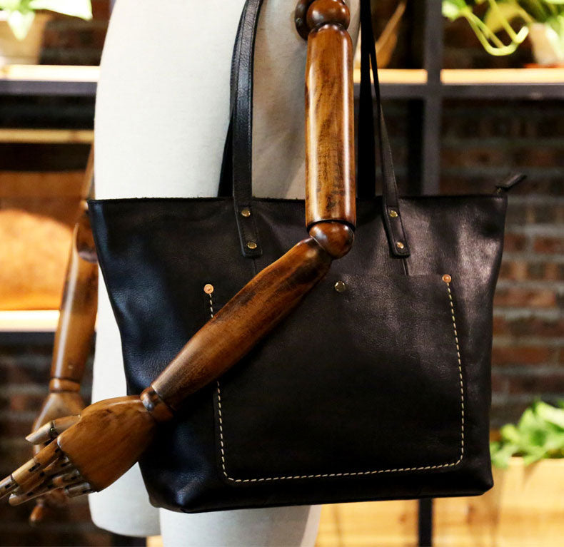 Taiwan Lee Kee Leather Goods Lee Kee original handmade leather frosted zipper open pocket retro tote bag No. 8711 first layer cowhide bag leather original handmade leather leather goods