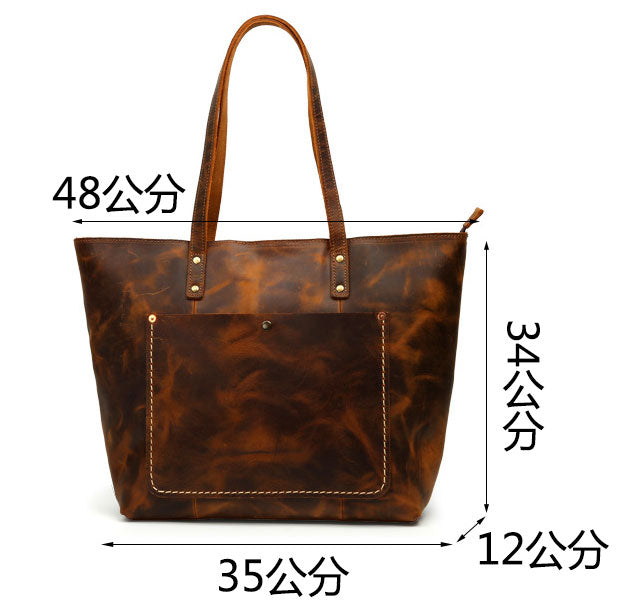 Taiwan Lee Kee Leather Goods Lee Kee original handmade leather frosted zipper open pocket retro tote bag No. 8711 first layer cowhide bag leather original handmade leather leather goods