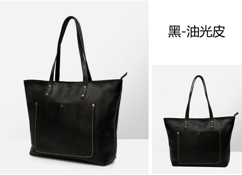 Taiwan Lee Kee Leather Goods Lee Kee original handmade leather frosted zipper open pocket retro tote bag No. 8711 first layer cowhide bag leather original handmade leather leather goods