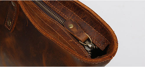 Taiwan Lee Kee Leather Goods Lee Kee original handmade leather frosted zipper open pocket retro tote bag No. 8711 first layer cowhide bag leather original handmade leather leather goods