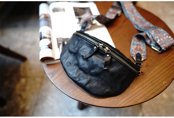 Taiwan Lee Kee Leather Goods Lee Kee original handmade leather washed wrinkled folk wide shoulder strap half yen saddle bag No. M1906 first layer cowhide bag leather original handmade leather leather goods