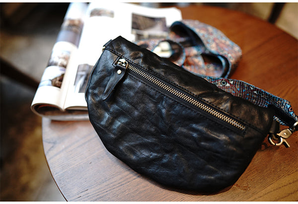 Taiwan Lee Kee Leather Goods Lee Kee original handmade genuine leather washed wrinkled folk wide shoulder strap half yen saddle bag No. M1906 first layer cowhide bag leather original handmade genuine leather leather goods