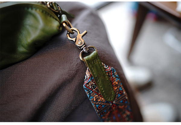 Taiwan Lee Kee Leather Goods Lee Kee original handmade genuine leather washed wrinkled folk wide shoulder strap half yen saddle bag No. M1906 first layer cowhide bag leather original handmade genuine leather leather goods